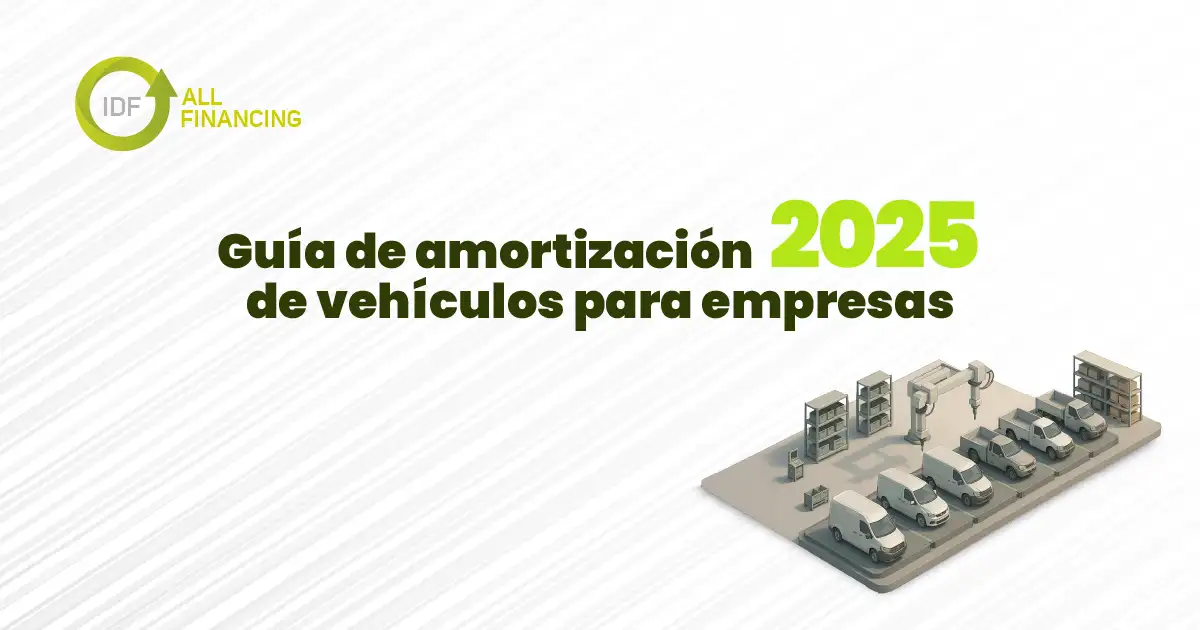 PORTADA DE LA NOTICIA GUIA DE AMORTIZACIÓN DE VEHÍCULOS PARA EMPRESAS 2025 EN LA QUE SE VE UN PARQUE DE AUTOMOVILES EN CADENA